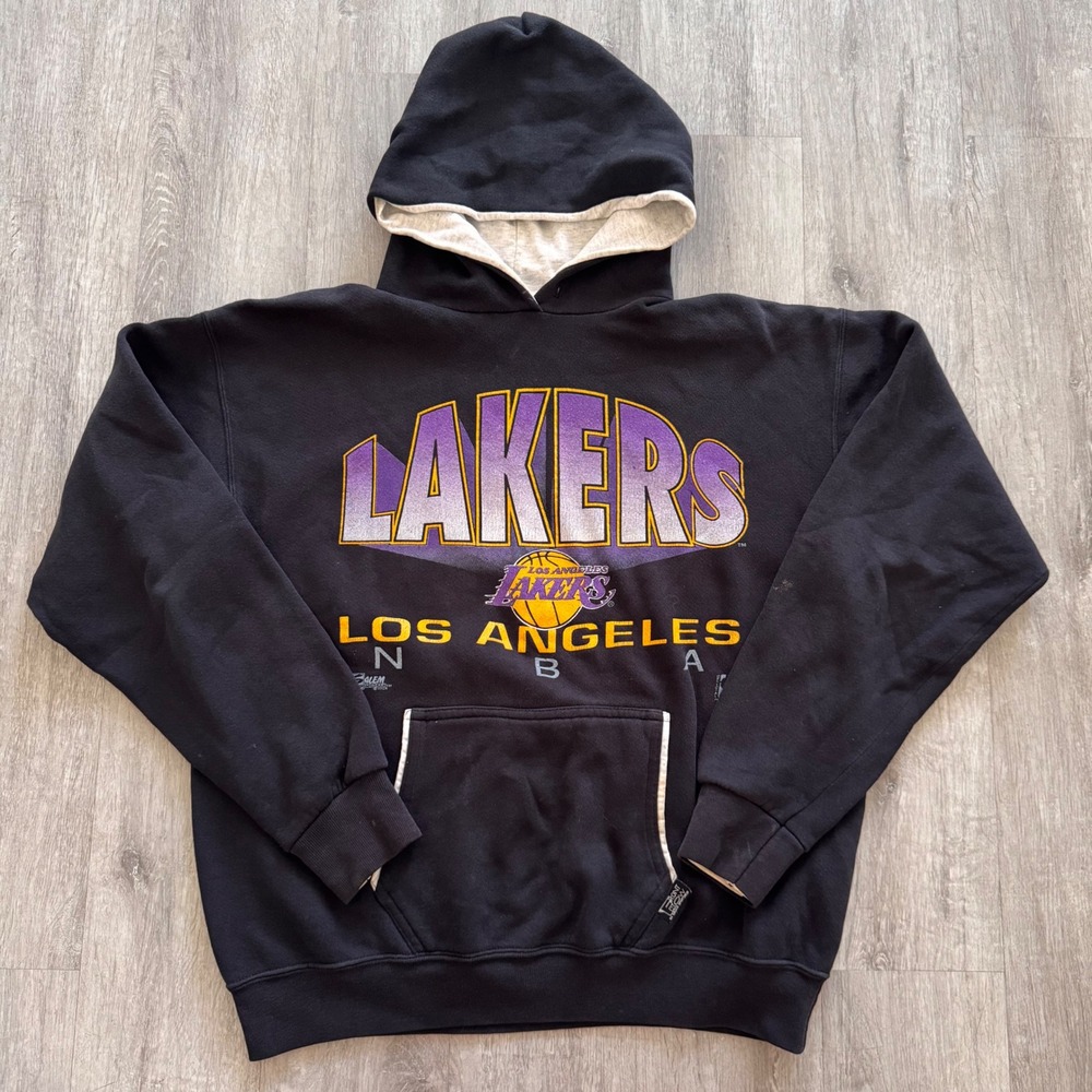 Vintage Salem Sportswear Los Angeles Lakers Hoodie NBA Black Mens Large